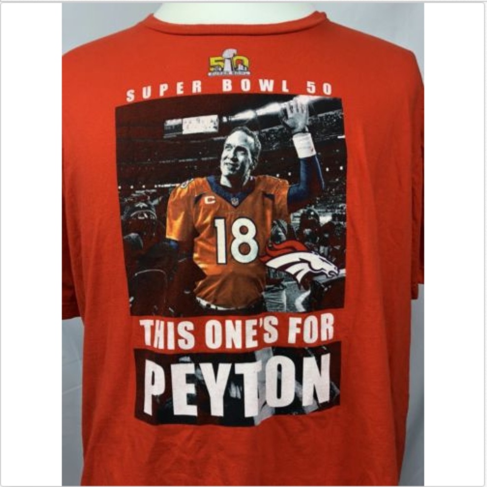 Super Bowl 50 Peyton Number 18 Orange Men Tshirt